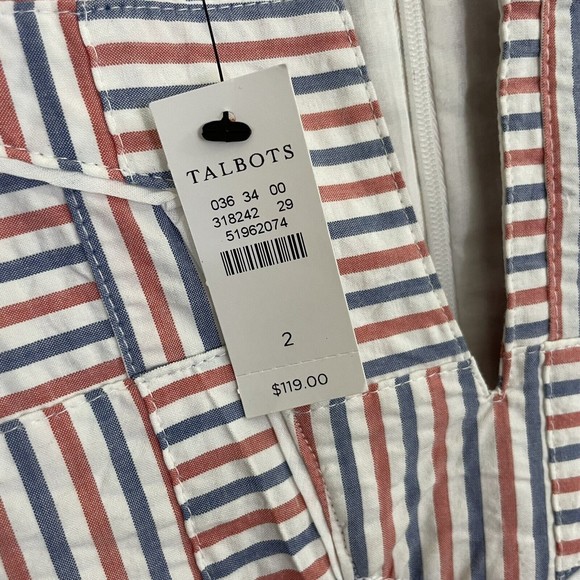 NWT Talbots Seersucker Patchwork Shift Dress Size 2 Blue Red - Picture 5 of 8